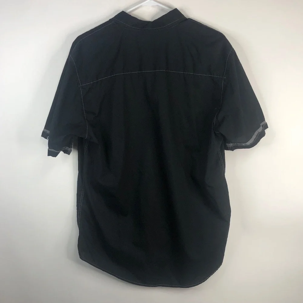 Michael Brandon black short sleeve button down shirt L - Picture 4 of 9